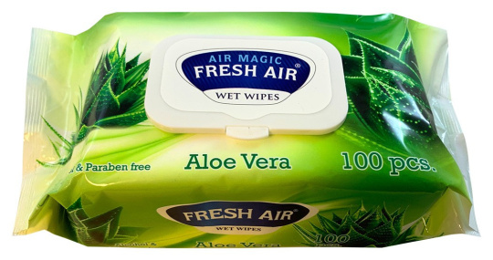 Fresh Air vlhčené ubrousky 100 ks klip aloe vera, Fresh Air vlhčené ubrousky 100 ks klip aloe vera