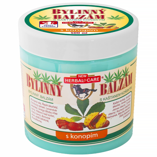 Bylinný balzám s kaštanem koňským 500 ml s konopím, Bylinný balzám s kaštanem koňským 500 ml s konopím