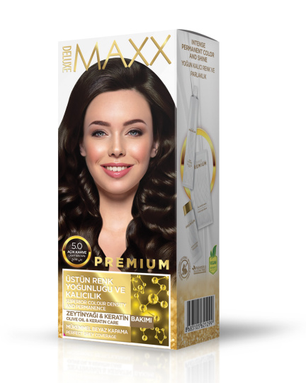 Barva na vlasy MAXX DELUXE PREMIUM Světle hnědá 5.0, Barva na vlasy MAXX DELUXE PREMIUM Světle hnědá 5.0